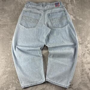 Empyre Y2K Light Wash Blue Loose Fit Baggy Adjustable Denim Jeans Size 28